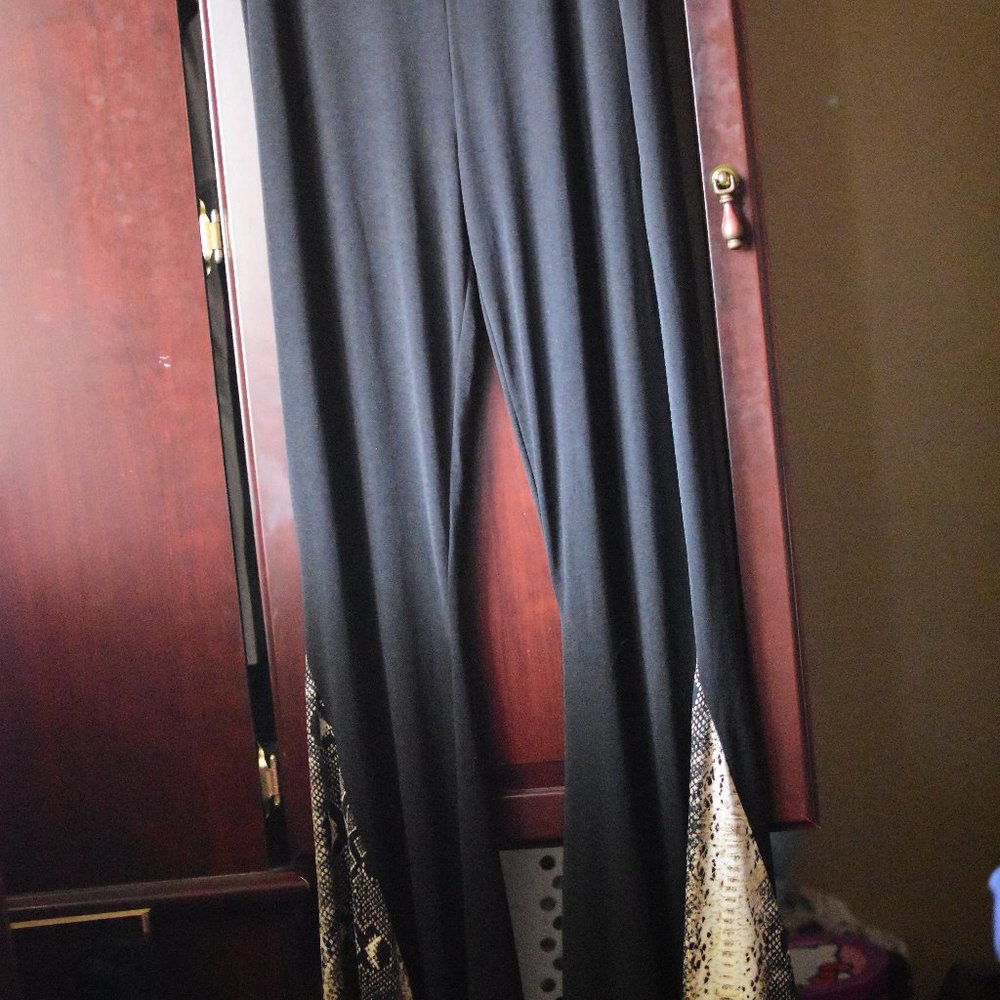 Lucky & Blessed Western Black Flare Stretch Pants
